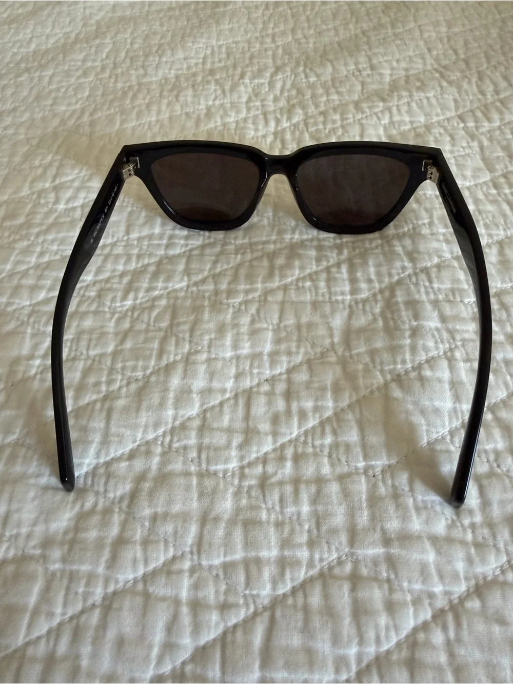 Saint Laurent Black Oversized Square Sunglasses with Gold Accents